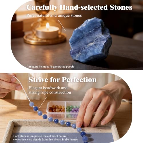 SURPHY Natural Stone Phone Charm, Beaded Phone Wrist Strap with Tether Tab - color: Aventurine Blue