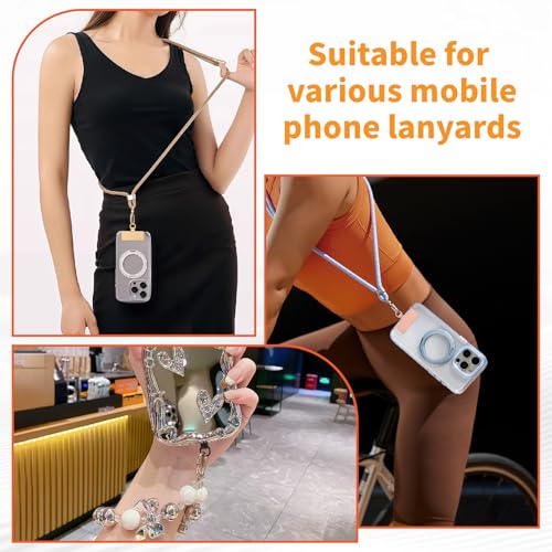Metal Phone Tether Tabs-6 Pcs Rotatable 360° Phone Lanyard Patch, Ultra-Thin Stainless Steel Tether Tab for Most Full Coverage Cases, Universal Cellphone Strap & Charm