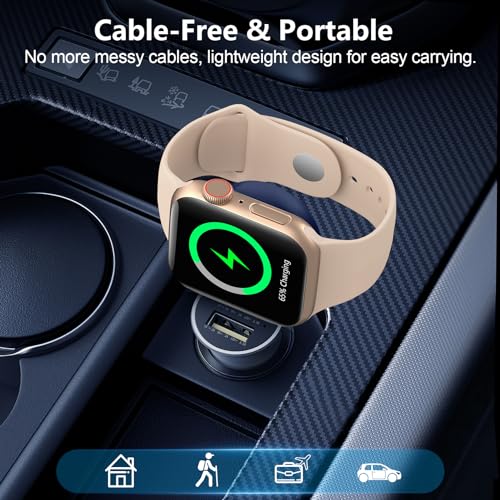 for Apple Watch Charger, Dual-Port Magnetic Portable iWatch Charger - color: B-Sea Blue