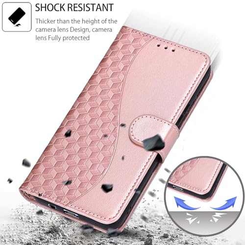 Wallet Case for iPhone 16, Rose Gold | Women Flip Folio Cover, Embossed PU Leather, Stand, Credit Card Holders Slots, Wrist Strap - color: 4