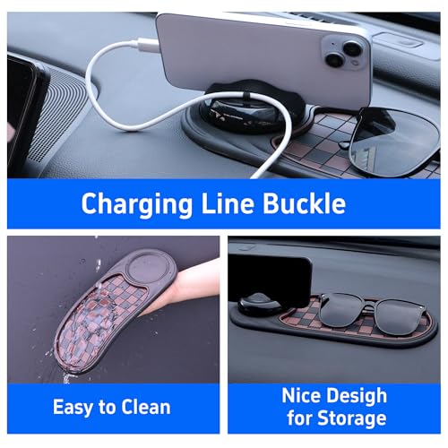 Jiechen Universal Anti-Slip Car Dashboard Mat with 360° Rotating Phone Holder – Multi-Functional Organizer Pad for Phones, Sunglasses, Keys, and Daily Essentials - color: Gray Silver