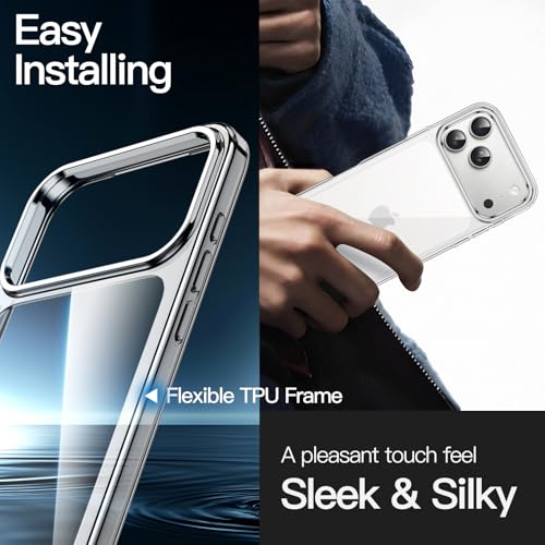 JETech Case for iPhone 17 Pro Max, Anti-Yellowing, Clear | Shockproof Protection, Scratch Resistant Hard PC Back, Durable Transparent TPU Bumper - color: Clear, size: iPhone 17 Pro Max