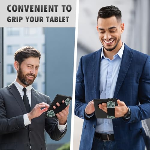MoKo Security Hand-Strap for 6-8" eReaderFire Tablet, Kindle/Kobo/Voyaga/Lenovo/Sony Kindle E-Book Tablet, Elastic Versatile Hand Strap Lightweight Finger Grip Holder, Flowers on Dark Green - color: C-flowers on Dark Green, style: Black Strap