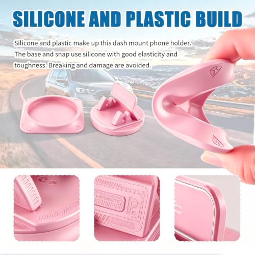 Car Dashboard Phone Holder,360° Rotation Car Phone Holder,Anti-Slip Design - color: Pink