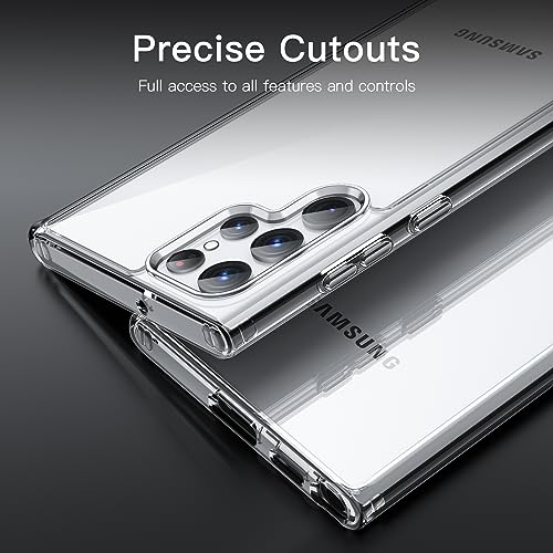JETech Case for Samsung Galaxy S22 Ultra, Anti-Yellowing, Clear | Shockproof Protection, Scratch Resistant Hard PC Back, Durable Transparent TPU Bumper - color: Clear