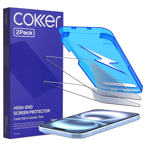 COKER 2PACK Tempered Glass Screen Protector Designed for iPhone Air, Rounded Edge, 9H Hardness Shatterproof, Anti-Scratch, Anti-Fingerprint, Touch Sensitive, Easy Installation - size: iPhone17Air