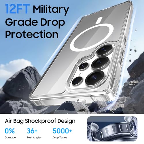 Magnetic for Samsung Galaxy S25 Ultra Wallet Case with Card Holder | Compatible with MagSafe, Shockproof Phone Cover with Detachable RFID Blocking Card Slot, Clear & Black - color: Clear with Black, size: S25 Ultra 6.9"