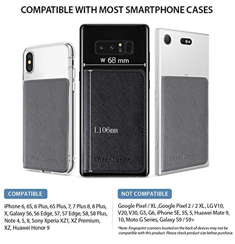 ID Card Holder for Back of Phone Leather Phone Wallet Stick On with Stand Flip Waterproof Leather Adhesive Wallet for Most Cellphones (Black) - color: Black