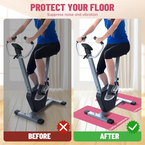 Under Desk Elliptical Mat - Non-Slip Exercise Equipment for Peloton Bike, Small Exercise Mat for Desk Workout Equipment - color: Pink 1 Pc