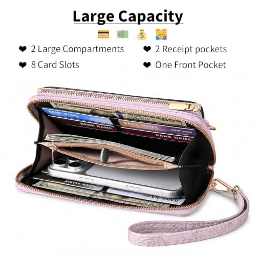 GOIACII Phone Purse Crossbody Bags for Women Small Travel Wallet Touch Screen RFID Blocking - color: A11 Purple Pattern