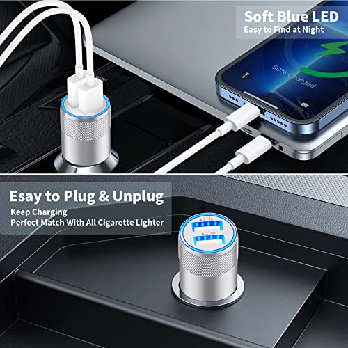Apple MFi Certified iPhone Car Charger, 4.8A USB Car Power Fast Charging - color: Frosted Silver