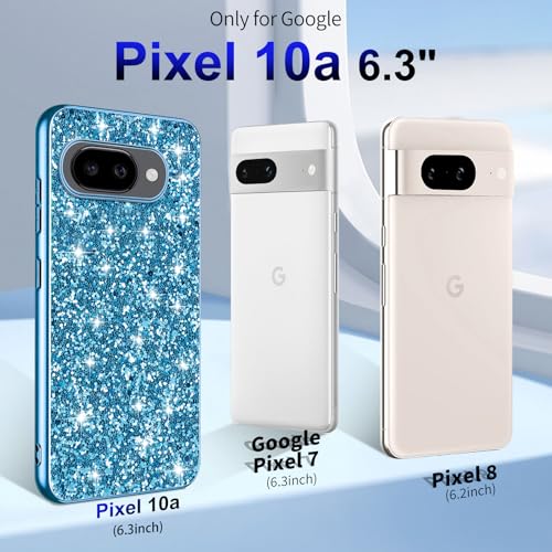 Glitter Case for Google Pixel 10A Phone Case for Women Girls, Slim Ultra Thin Matte Back Shockproof Protective Cover for Google Pixel 10A 5G Crystal Bling Case (Blue) - color: Blue