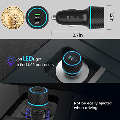 S25 S26 Ultra Charger Type C, SCRUAK 45W Super Fast USB-C Wall/Car Charger - size: 3.3FT+3.3FT