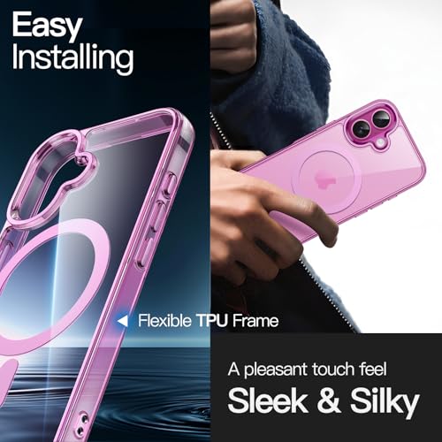 JETech Magnetic Case for iPhone 16 Plus 6.7-Inch Compatible with MagSafe, Shockproof Phone Bumper Cover, Anti-Scratch Clear Back (Pink) - color: Pink, size: iPhone 16 Plus