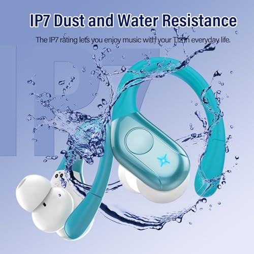 Wireless Headphones Sports, 75Hrs Bluetooth 5.4 Earbuds, Bass Hi-Fi Stereo - color: Y-Starry Light Blue