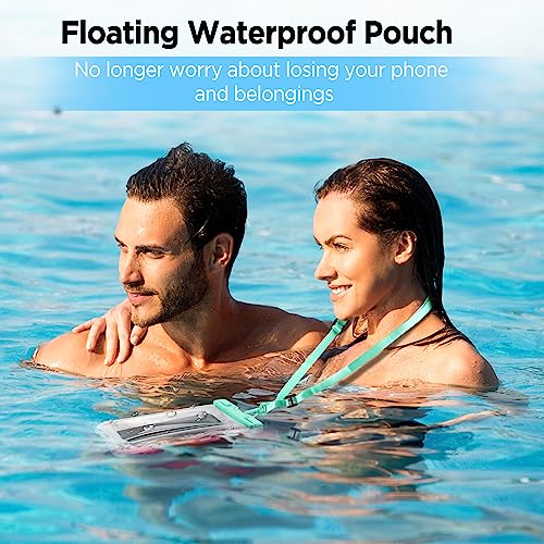 CACOE Floatable Waterproof Phone Pouch 2 Pack Up to 7.0",Blue+Pink | Floatable, IPX8 Waterproof Phone Case,Adjustable Lanyard,Dry Bags for Beach/Cruise/Travel/Camping/Kayak/Vacation Essentials - color: Blue+Pink