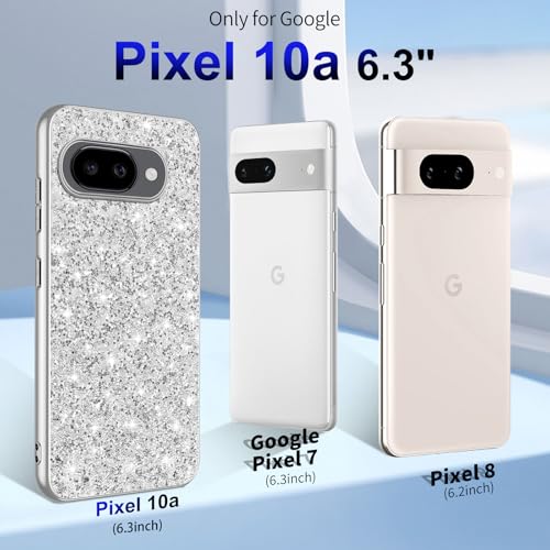 Glitter Case for Google Pixel 10A Phone Case for Women Girls, Slim Ultra Thin Matte Back Shockproof Protective Cover for Google Pixel 10A 5G Crystal Bling Case (Silver) - color: Silver