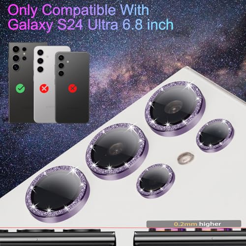 Camera Lens Protector for Samsung Galaxy S24 Ultra, Glitter Violet - color: Glitter Violet