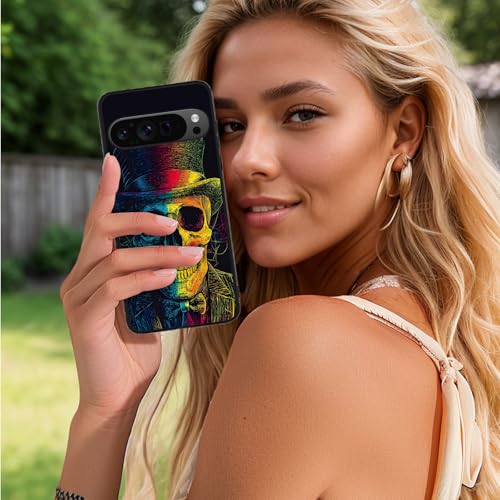 for Google Pixel 9 Pro XL Phone Case TPU Shockproof Full Body Protection Cover 6.8" Gentleman Skull for Pixel 9 Pro XL Lightweight Compatible Wireless Charging Screen Protector Film - color: Gentleman Skull