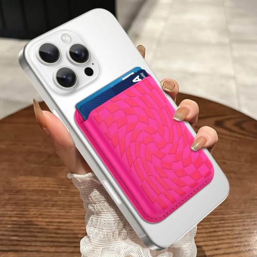 Compatible with MagSafe Wallet, Cute Checkered Pattern, Hot Pink - color: Hot Pink Checkered