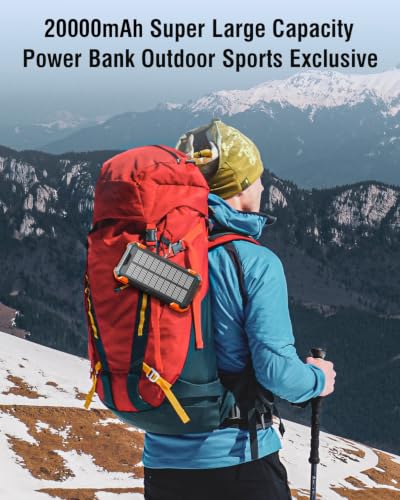 Sudrov Solar Charger Power Bank with 4 Cables, 20000mAh Solar Power Bank