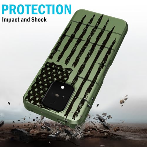 Case and Holster Combo for Sonim XP Pro 5G - Army Green Rugged USA Flag | Compatible with MagSafe, Magnetic, Rugged Cover, Enhanced Grip, with Belt Clip Holder, Ratchet Rotation - color: USA Flag
