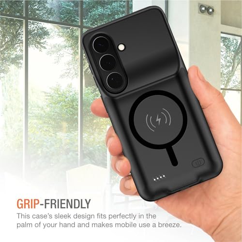 Battery Case for Galaxy S26, 10000mAh High Capacity Portable Rechargeable Protective Case Supported Qi Wireless Charging Compatible with Galaxy S26 (6.3 inch) Extended Battery Charger Cover -Black - size: Galaxy S26