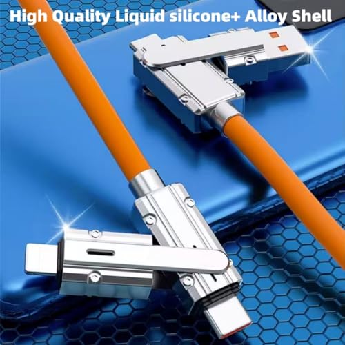 2 Pack USB C to C Cable 5ft Chubby Silicone 4 in 1 USB C Charging Cable - color: Orange+Orange