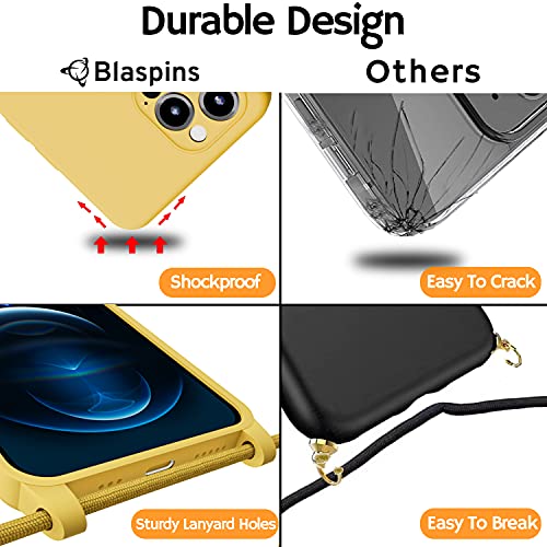 Crossbody Lanyard Strap Case for iPhone 14 Pro Max, Neck Cross Body, Adjustable Holder Removable, Drop Protection Shockproof, Hands-Free Silicone Case 6.7 inch, 150 cm Strap, iP14PM - Yellow - color: Yellow