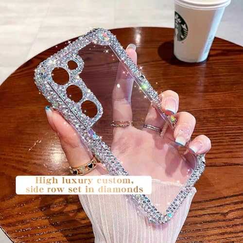 Compatible with Samsung Galaxy S22 Bling Clear Case for Women,Glitter Phone Case with Sparkle Rhinestone Diamond Camera Protection,Airbag Anti-Fall Crystal Hard Cover for Girl - size: Galaxy S22