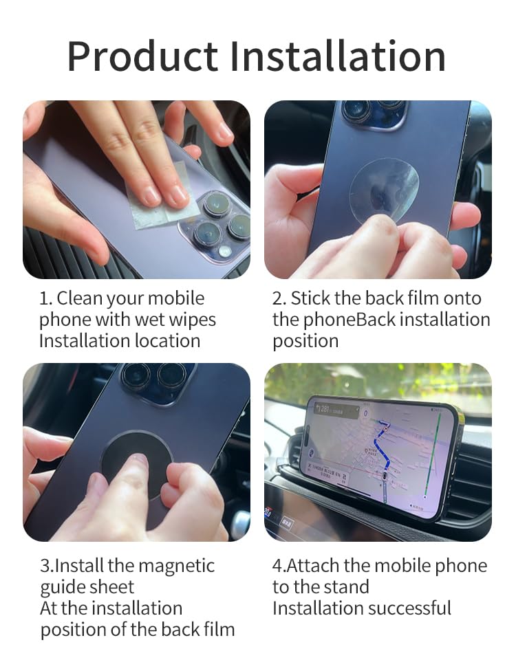 Magnetic Phone Holder for car【2 Packs 】【Strong Magnet】phone holders for your car phone holder Mount for Car【4 Metal Plate】Universal Airvent cell phone car mount for iphone Samsung car accessories