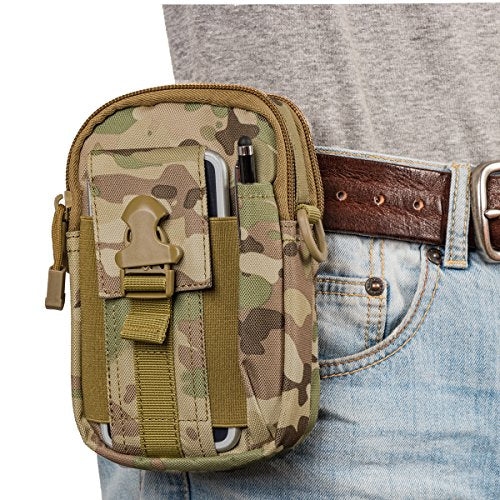 Tactical Molle Phone Pouch Nylon Multi-Purpose EDC Pouch Utility Waist Bag Tool Holster with Shoulder Strap for 4.7"-6.7" Smartphone - color: Camo