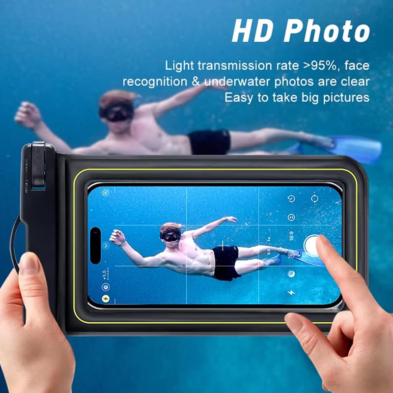 Floating Waterproof Phone Pouch, Touch-Sensitive Dry Bag with Lanyard for Swimming, Diving, Rafting & Beach Trips (Black) - color: Black