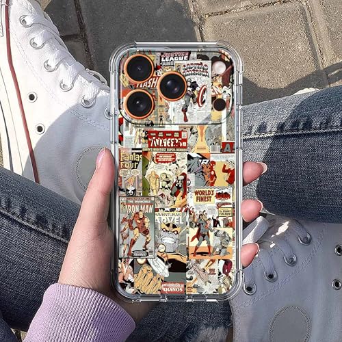 Case for iPhone 17 Pro with Superhero Design,Cartoon Comic Pop Culture Art Collage,Clear Soft TPU Bumper Phone Cover,6.3"(Hero,17Pro) - color: Hero, size: iPhone 17 Pro