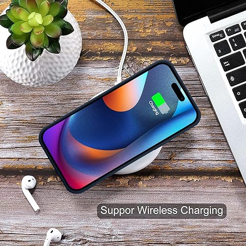 MZELQ Compatible with iPhone 15 Pro Case Card Holder -Blue | Wallet Cover,Camera Protection + Screen Protector Soft Card Slot Phone Case - color: Blue, size: iPhone 15 Pro