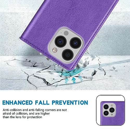 ZZXX iPhone 13 Pro 6.1 inch Cellular Phone Case, Wallet with RFID Blocking, Card Slot, Magnetic Leather Flip Protective Cover (Purple) - color: Purple, size: iPhone 13 Pro