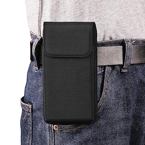 Nylon Cell Phone Holster Belt Clip Case Pouch Holder for Motorola Moto G Power 5G 2025 2024 G Play 2023 G Stylus 5G 2022 2021 G Pure One 5G Galaxy S21 Ultra A14 A05 A06 A13 A23 (Fits Protective Cover)