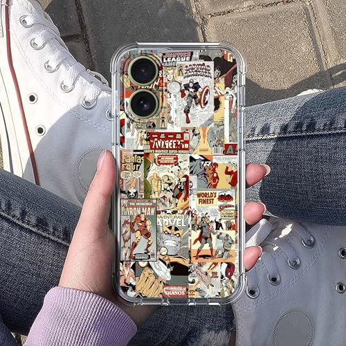 Case for iPhone 17 with Superhero Design,Cartoon Comic Pop Culture Art Collage,Clear Soft TPU Bumper Phone Cover,6.3"(Hero,17) - color: Hero, size: iPhone 17