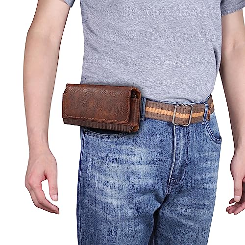 Phone Holster for Samsung Galaxy A17 A16 A15 A25 A35 A55 A57, S26 Ultra, S25 S24 S23 S22 Ultra Plus FE/iPhone 16 Pro Max/Moto G Power Cell Phone Pouch Case with Belt Clip Loop Card Holder (Brown) - color: Brown - Horizontal