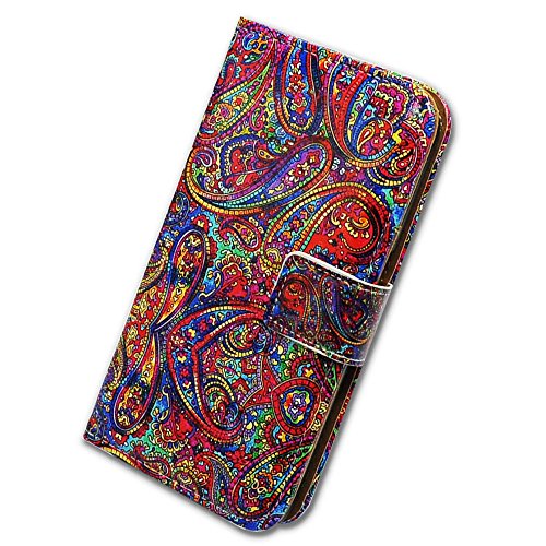 Bcov Case for iPhone 14 Pro, Bright Paisley Pattern Leather Flip Phone Case Wallet Cover with Card Slot Holder Kickstand for iPhone 14 Pro - color: Bright Paisley Pattern