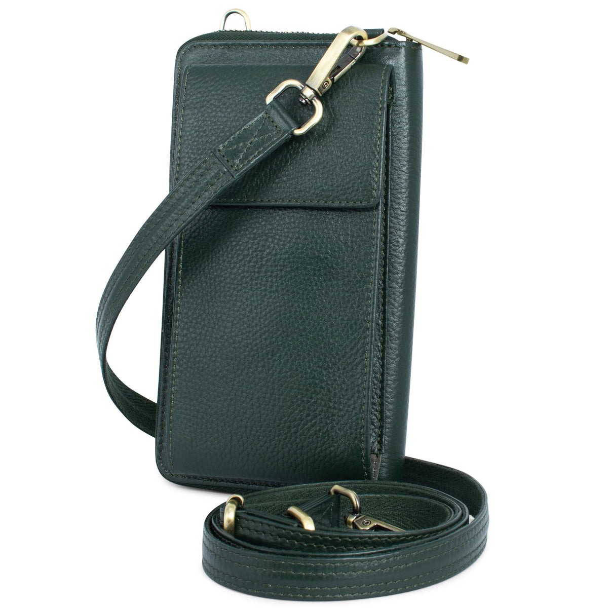 BULL GUARD Crossbody Bag for Women, Leather Phone Wallet Purse with Adjustable Anti Theft Strap & RFID Blocking 12 Card Slots - color: Xtraroom in Nude Pink Velvet Latte
