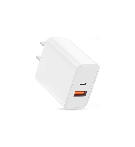 USB C Wall Charger Block,20W USB C&USB A Dual Port Charging Block Plug USB C Power Adapter Compatible for iPhone Duo/18 Pro/18 Pro Max/17 Pro Max/Air/16e/16Plus/15/14/13/12/11,iWatch,iPad Pro/Air/Mini