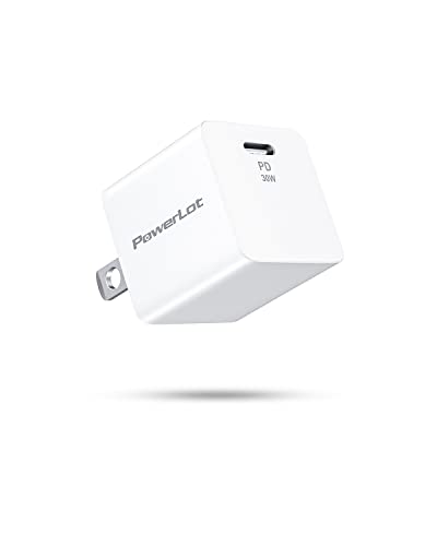 30W USB-C Power Adapter PowerLot GaN III USB C Wall Charger, PD USBC Fast Charger Block for iPhone 15/15 Pro/15 Pro Max/15 Plus/14/13/12/11, Pixel 7/7 Pro, iPad Pro/Air, AirPods, iWatch, MacBook Air - color: 30W