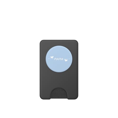 Cute Mama Lettering Hearts Mom Blue PopSockets PopWallet for MagSafe - style: Magnetic PopWallet
