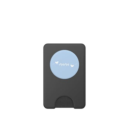 Cute Mama Lettering Hearts Mom Blue PopSockets PopWallet for MagSafe - style: Magnetic PopWallet