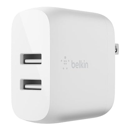 Belkin 24W Dual Port USB Charger Block, Micro USB Cable Included - size: 1.37 x 3.98 x 5.15 inches, style: Includes mUSB Cable