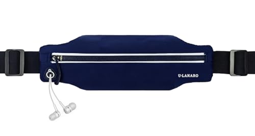 U·LANARO Slim Running Belt Fanny Pack Running Phone Holder Waist Band Pouch - color: Dark Blue
