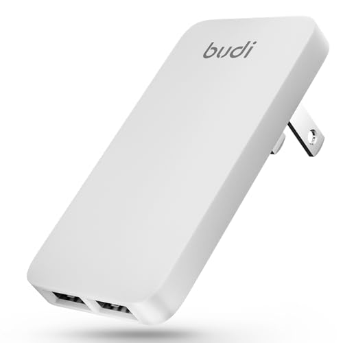 BUDI 17W Extra Slim Portable Wall Charger 2-Port USB-A Wall Charger Convenient Travel Accessories Compatible with IPad iPhone Samsung Galaxy Switch, Etc.(White) - color: 17W USB-A - White
