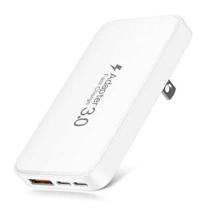 Slim Flat 60W USB C Charger, 3-Port Flodable Phone Fast Charging Block - color: 1-Pack White