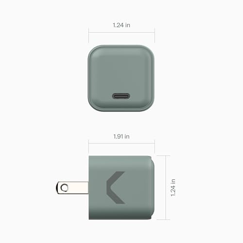 CLEMM Core USB-C Charger Block Power Adapter for iPhone 17/16/15/14/13/12/11/X, Galaxy S24 Ultra/S23 35W Max Output Fast Charging, Foldable, GaN, PPS, 3.0, 1 Port, Compact Sleek Design, Gray